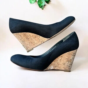 Stuart Weitzman Womens Swoon Black Wedge Heels Shoes